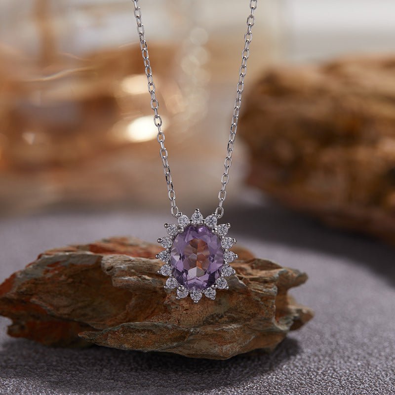 Silver Sunflower Citrine Necklace Healing Energy Pendant Floral Flower Plant Crystal Necklace