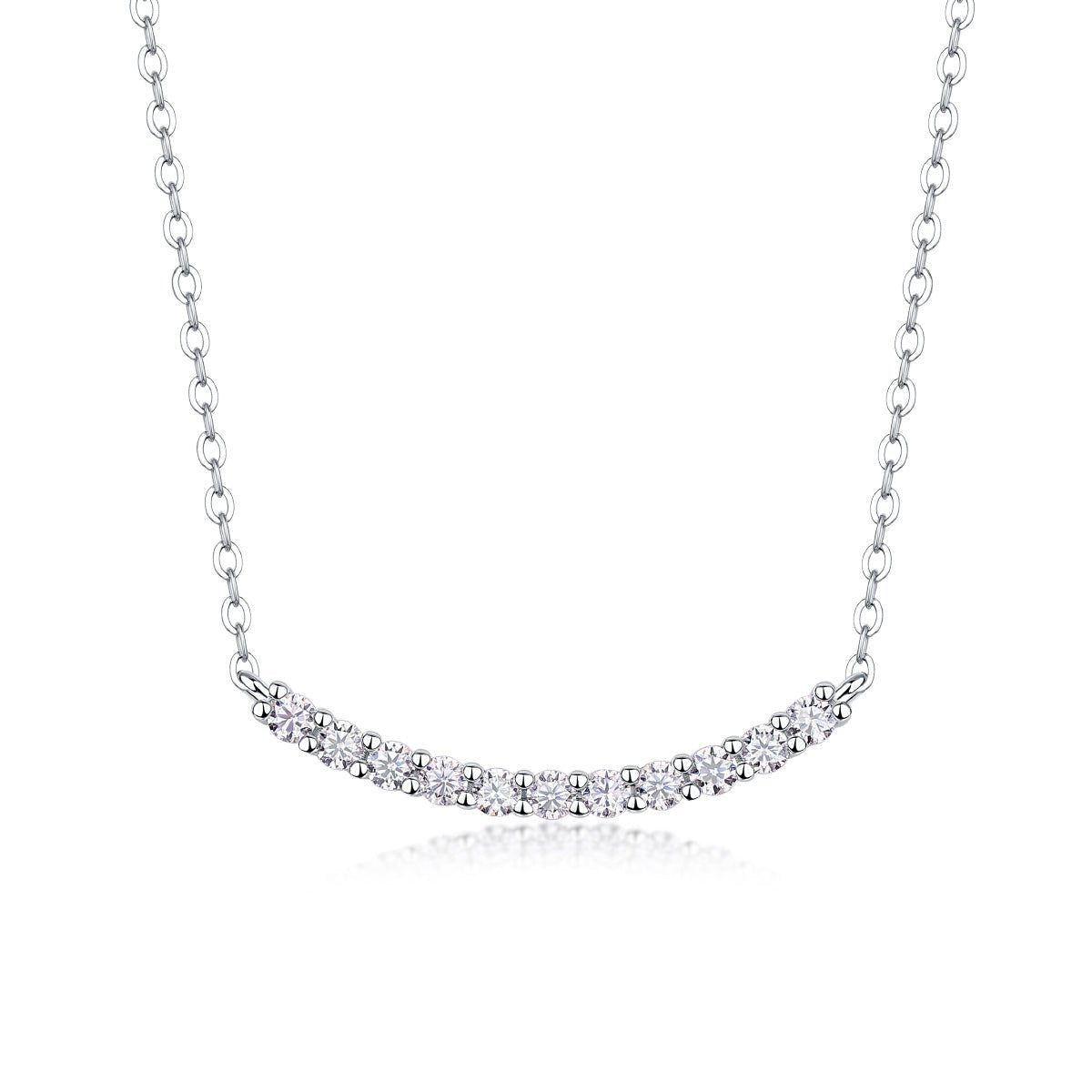 Sparkle Smile Necklace Moissanite Pendant 925 Sterling Silver Chain