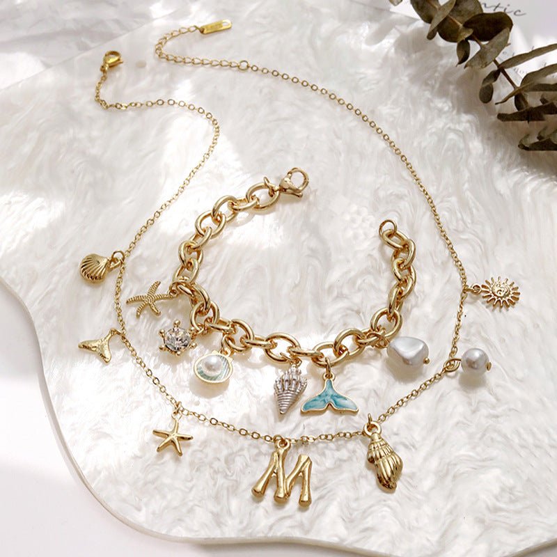 Surfer Girl Initial Necklace Waterproof Boho Gift for Women Non-Tarnish Adjustable Beach Jewelry