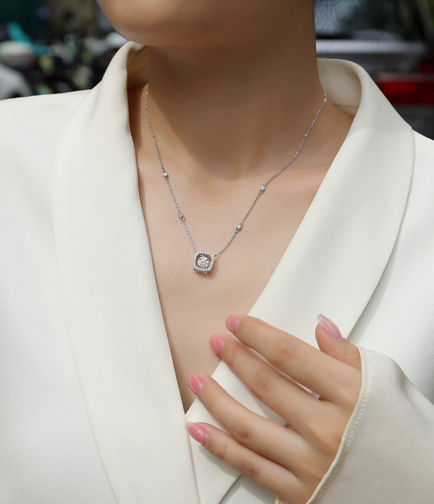 Sweet 1ct Moissanite Pendant 925 Sterling Silver Necklace