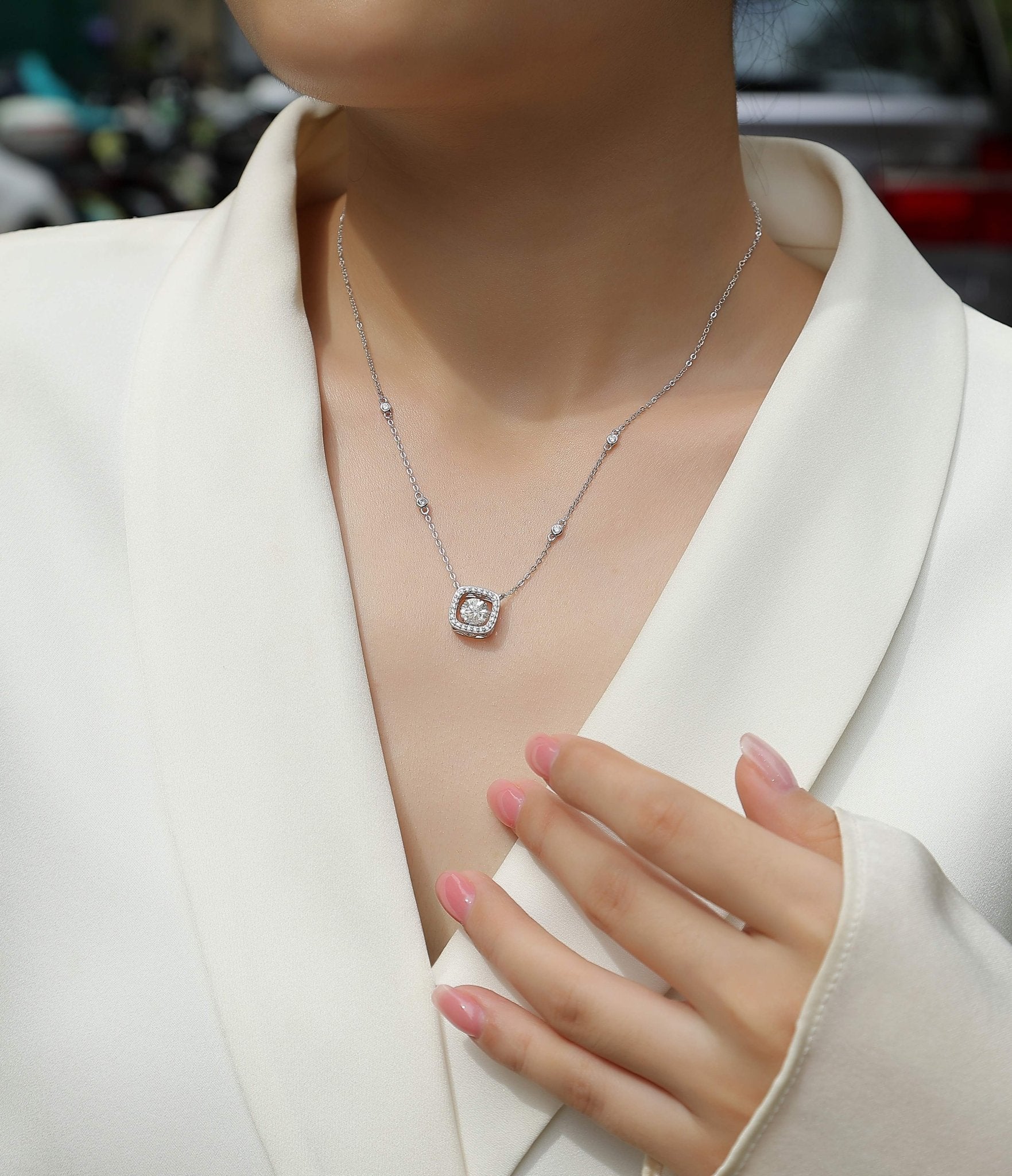 Sweet 1ct Moissanite Pendant 925 Sterling Silver Necklace