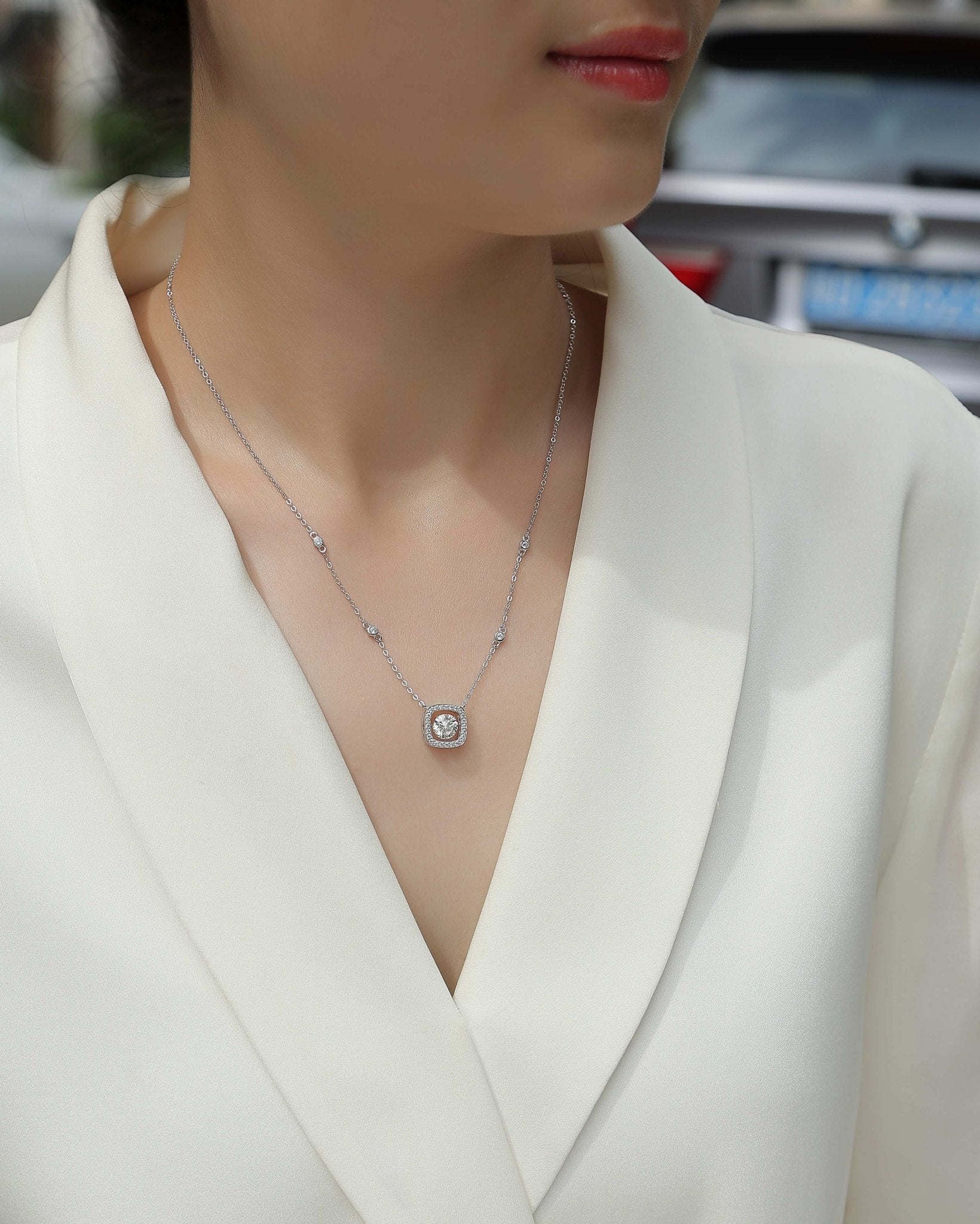 Sweet 1ct Moissanite Pendant 925 Sterling Silver Necklace