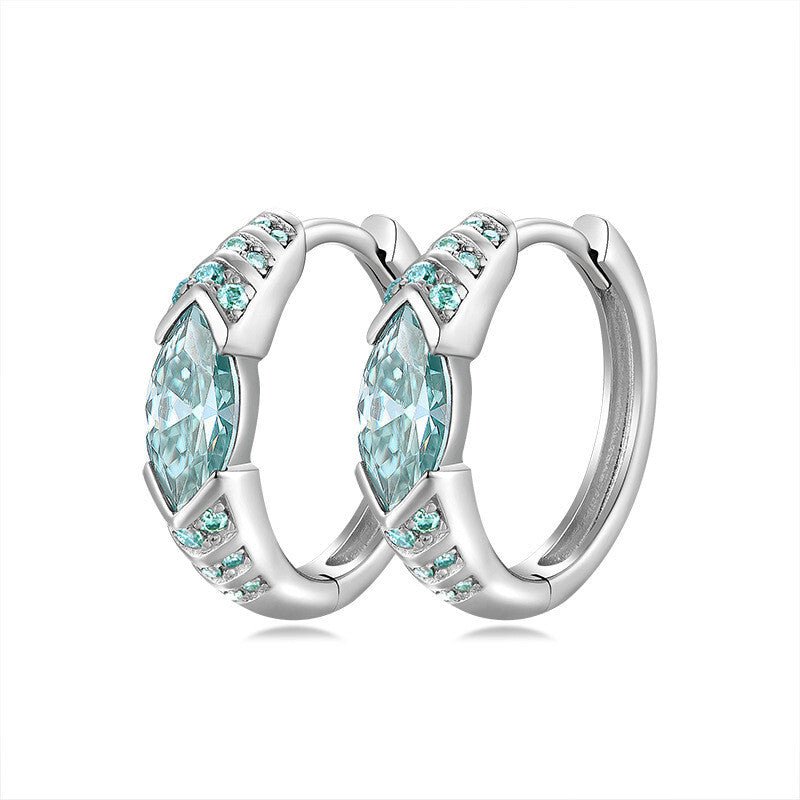 The Eye of Horus Teal Moissanite Hoop Earrings 925 Sterling Silver