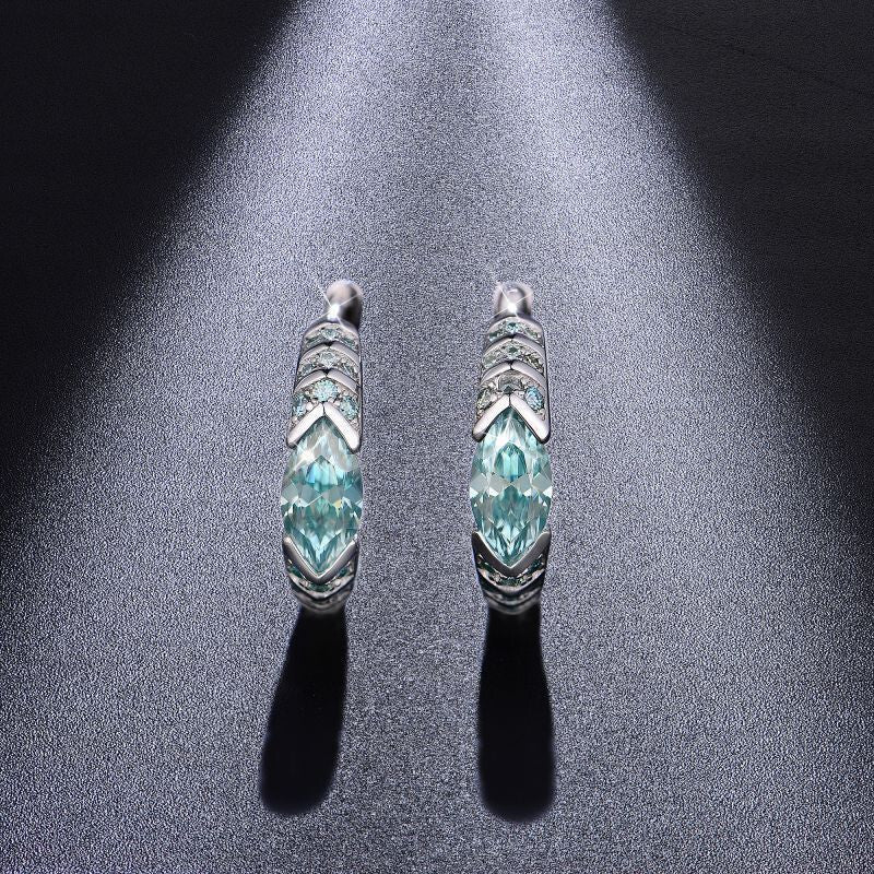 The Eye of Horus Teal Moissanite Hoop Earrings 925 Sterling Silver