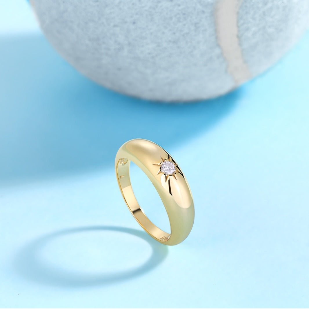 Thin Starburst Diamond Ring Star Setting Celestial Ring Dainty Minimalist Jewelry Gift for Her