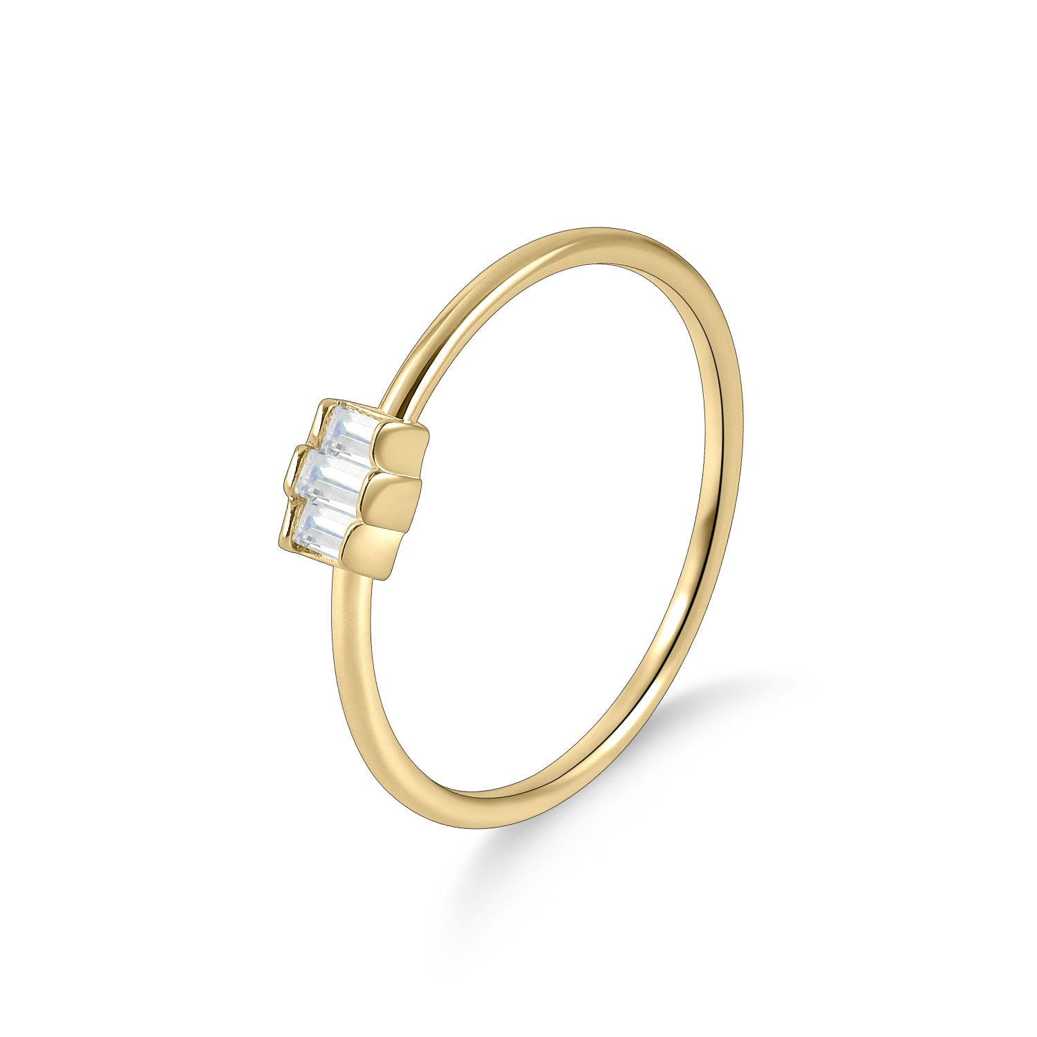 Three Stone Baguette Cut Moissanite Promise Ring Minimalist Engagement Gift for Her