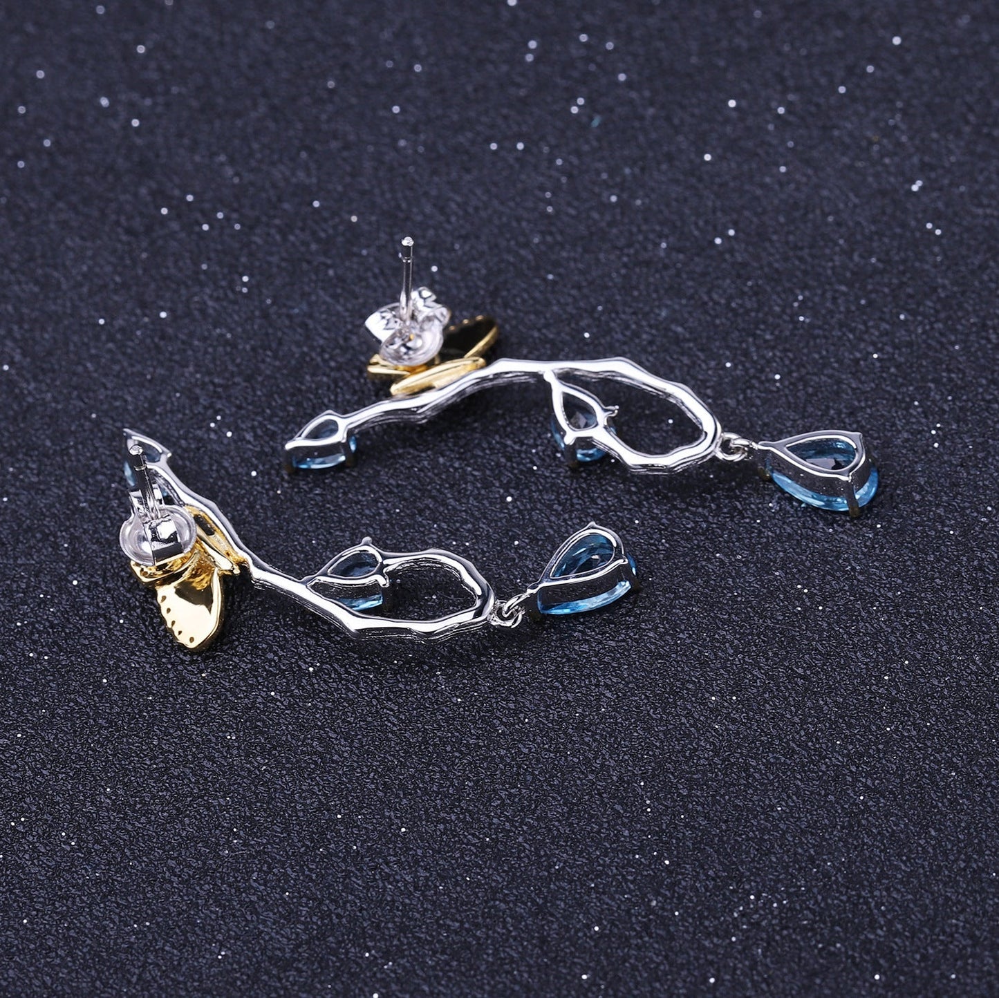 Topaz Butterfly Earrings Elegant Natural Style in Sterling Silver