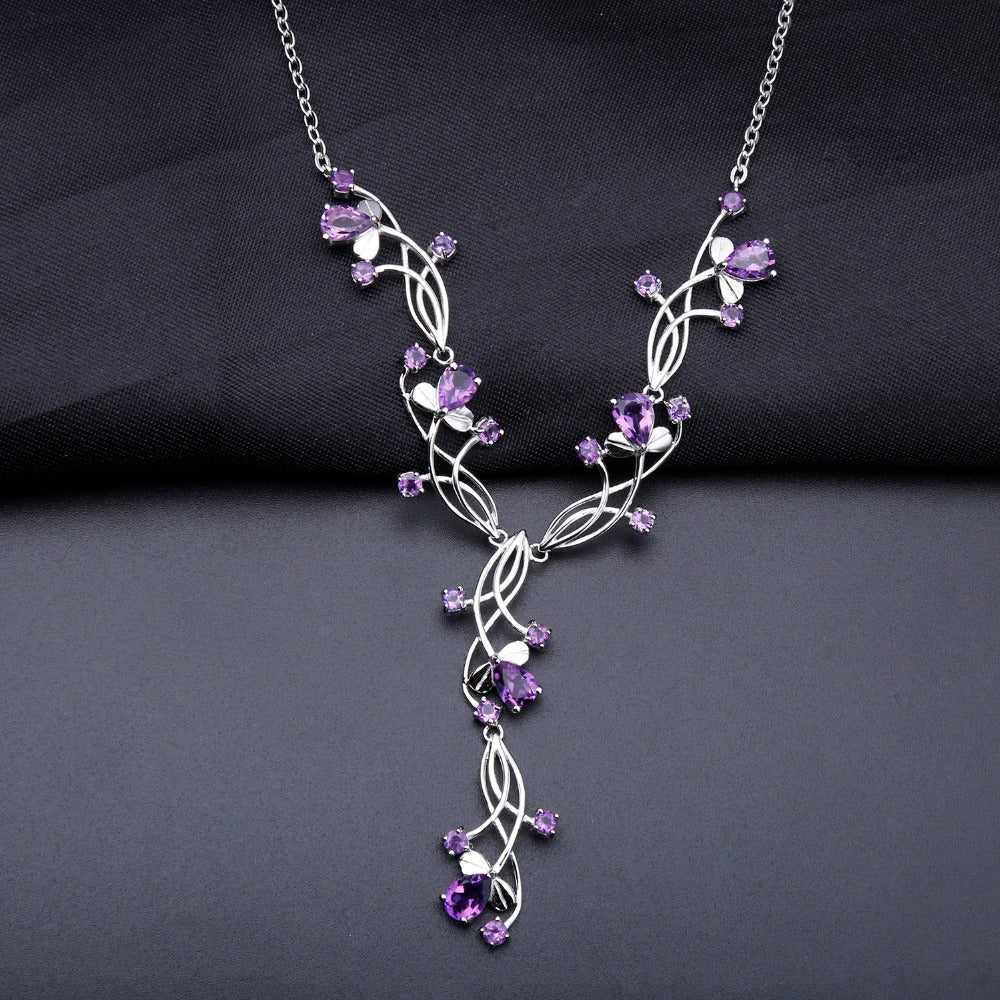 Tree of Life Necklace 925 Sterling Silver | Natural Gemstones Amethyst Garnet Agate Topaz