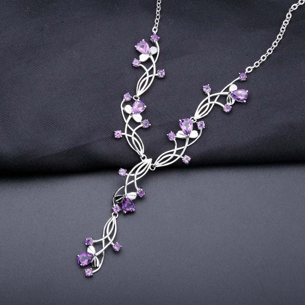 Tree of Life Necklace 925 Sterling Silver | Natural Gemstones Amethyst Garnet Agate Topaz