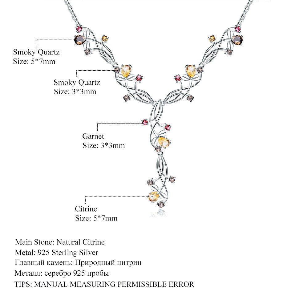 Tree of Life Necklace 925 Sterling Silver | Natural Gemstones Amethyst Garnet Agate Topaz
