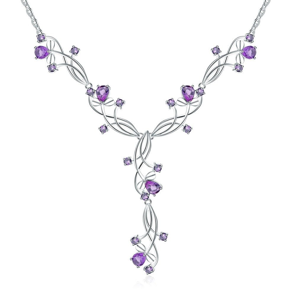 Tree of Life Necklace 925 Sterling Silver | Natural Gemstones Amethyst Garnet Agate Topaz