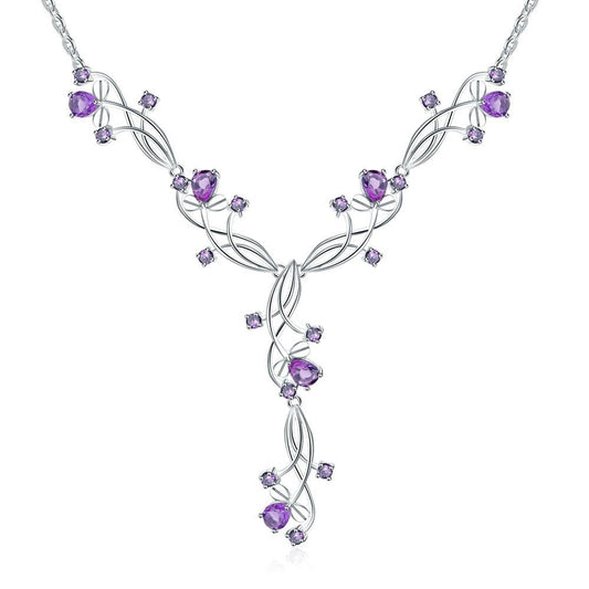 Tree of Life Necklace 925 Sterling Silver | Natural Gemstones Amethyst Garnet Agate Topaz