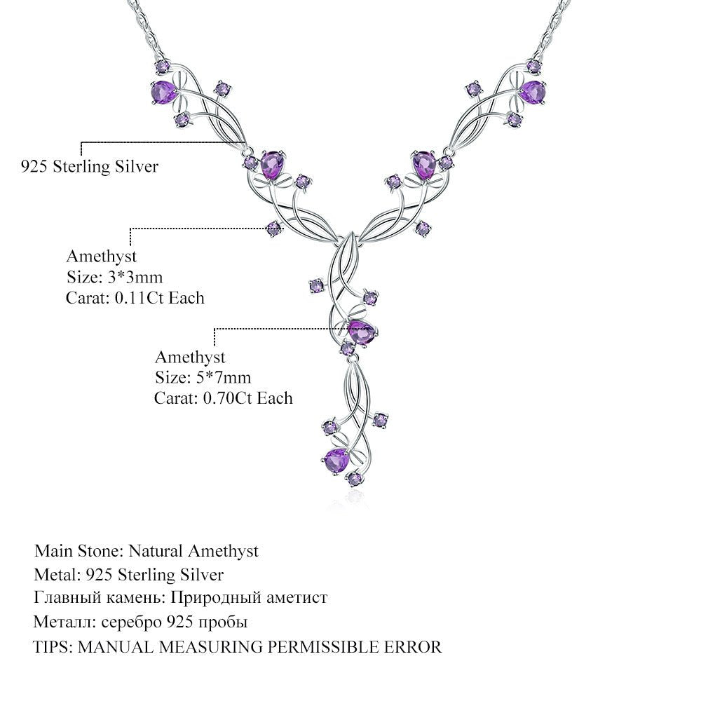 Tree of Life Necklace 925 Sterling Silver | Natural Gemstones Amethyst Garnet Agate Topaz