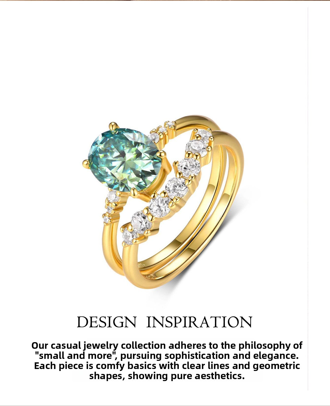 Green Oval Moissanite engagement ring set vintage Unique gold bridal set Antique Diamond ring set Promise Anniversary ring for women