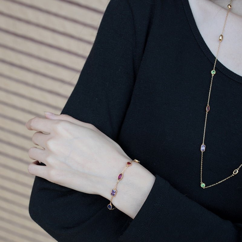 Vintage Style CZ Jewelry Set, 925 Sterling Silver Bracelet Necklace & Earrings